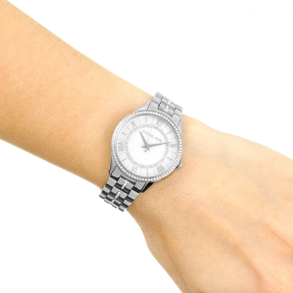 Buy Michael Kors Lauryn Crystal Mother Of Pearl Dial Silver Steel Strap Ladies Watch - Mk3900 in Pakistan