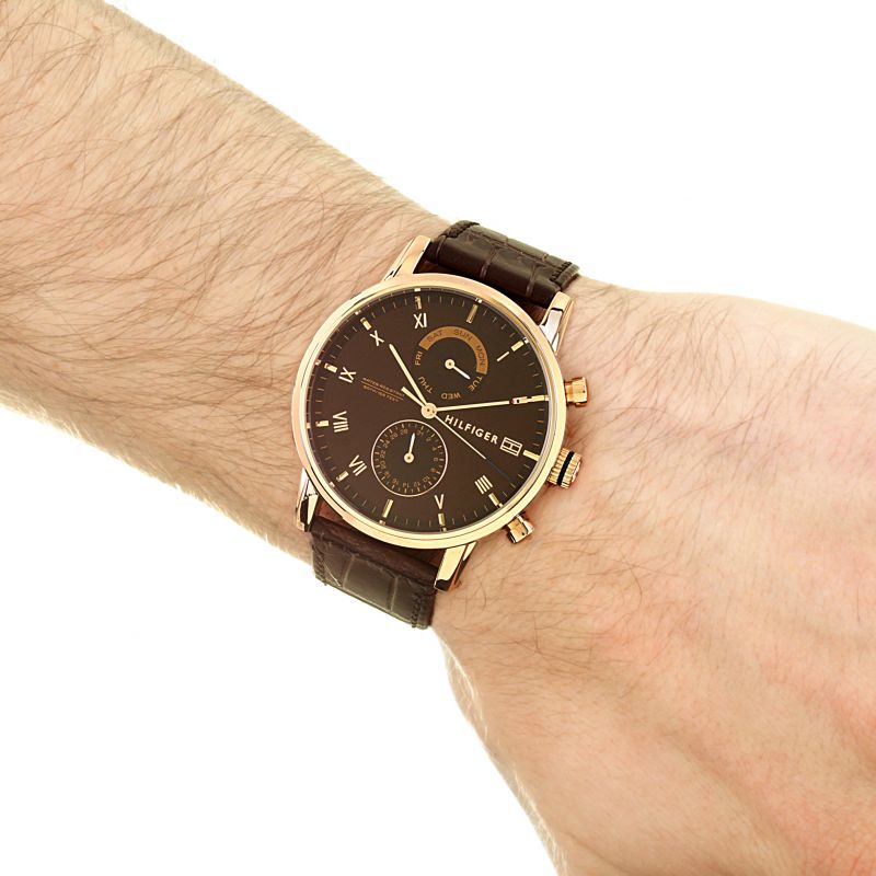 Buy Tommy Hilfiger Mens Quartz Leather Strap Brown Dial 44mm Watch - 1710400 in Pakistan