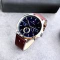 Buy Tommy Hilfiger Mens Quartz Brown Leather Strap Blue Dial 44mm Watch - 1710496 in Pakistan