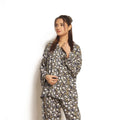 Buy Sajiero Full Bloom Linen Pajama Suit with Scrunchie in Pakistan