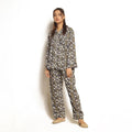 Buy Sajiero Full Bloom Linen Pajama Suit with Scrunchie in Pakistan