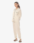 Buy Silk Pajama Suit with Scrunchie - Pearl in Pakistan