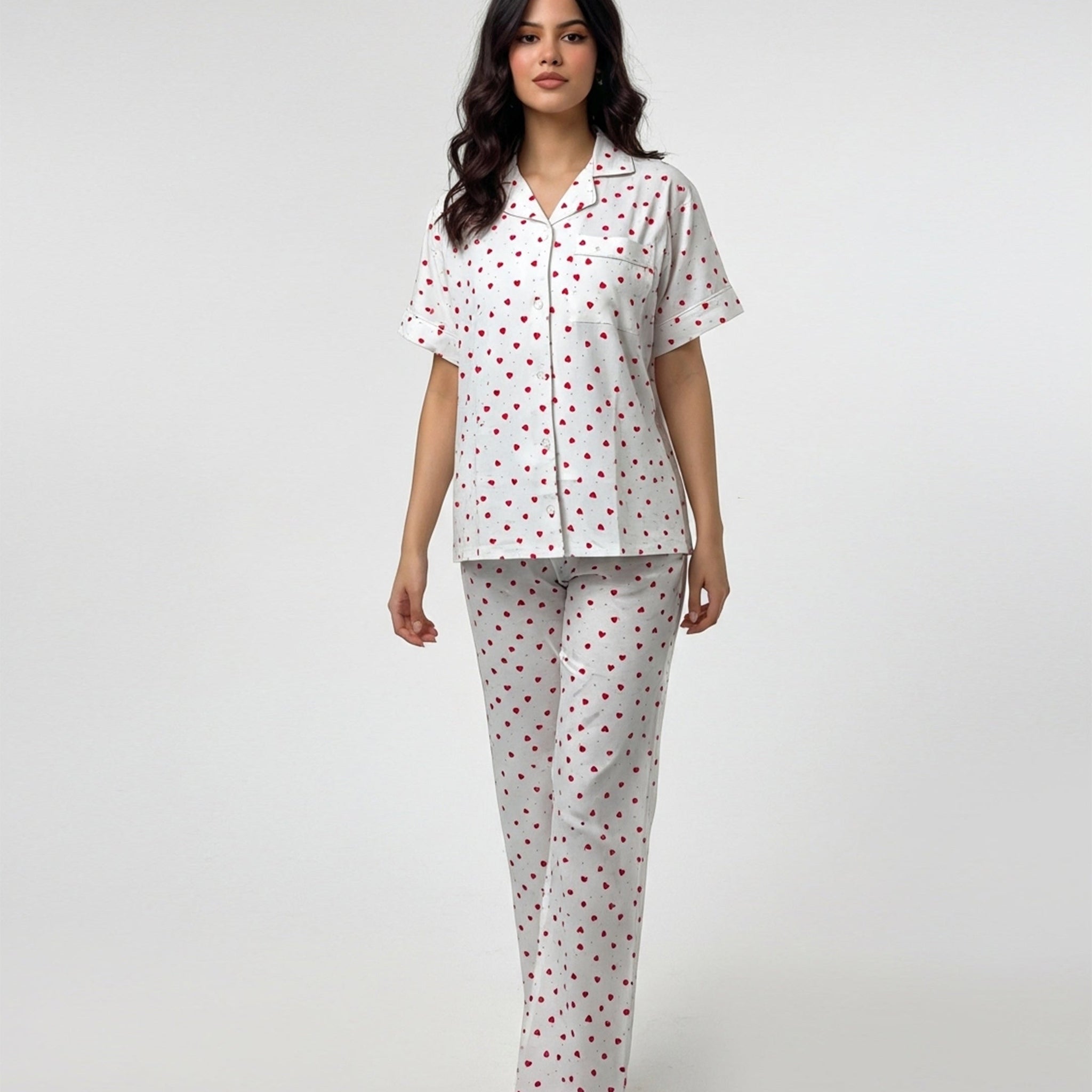 Buy Sajiero Linen Pajama Suit - Heartsy Glow in Pakistan
