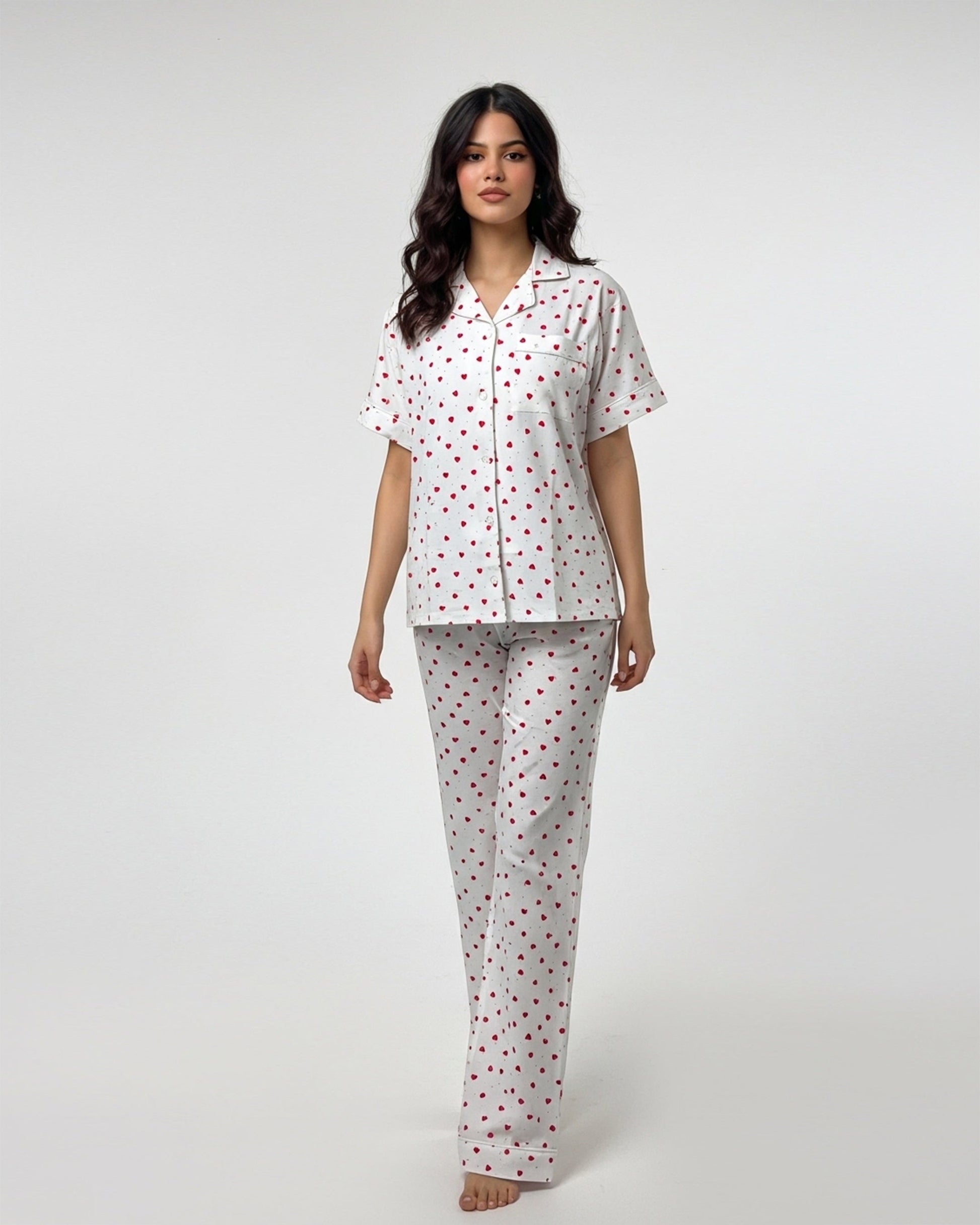Buy Sajiero Linen Pajama Suit - Heartsy Glow in Pakistan