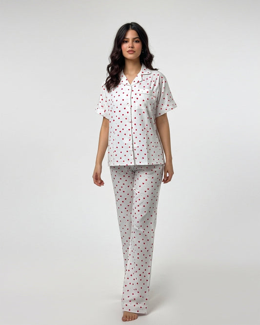 Buy Sajiero Linen Pajama Suit - Heartsy Glow in Pakistan