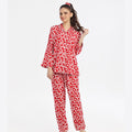 Buy Sajiero Autumn Red Linen Pajama Suit with Scrunchie in Pakistan
