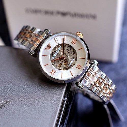Buy Emporio Armani Gianni T Bar Silver Dial Two Tone Steel Strap Watch for Women - AR1992 in Pakistan