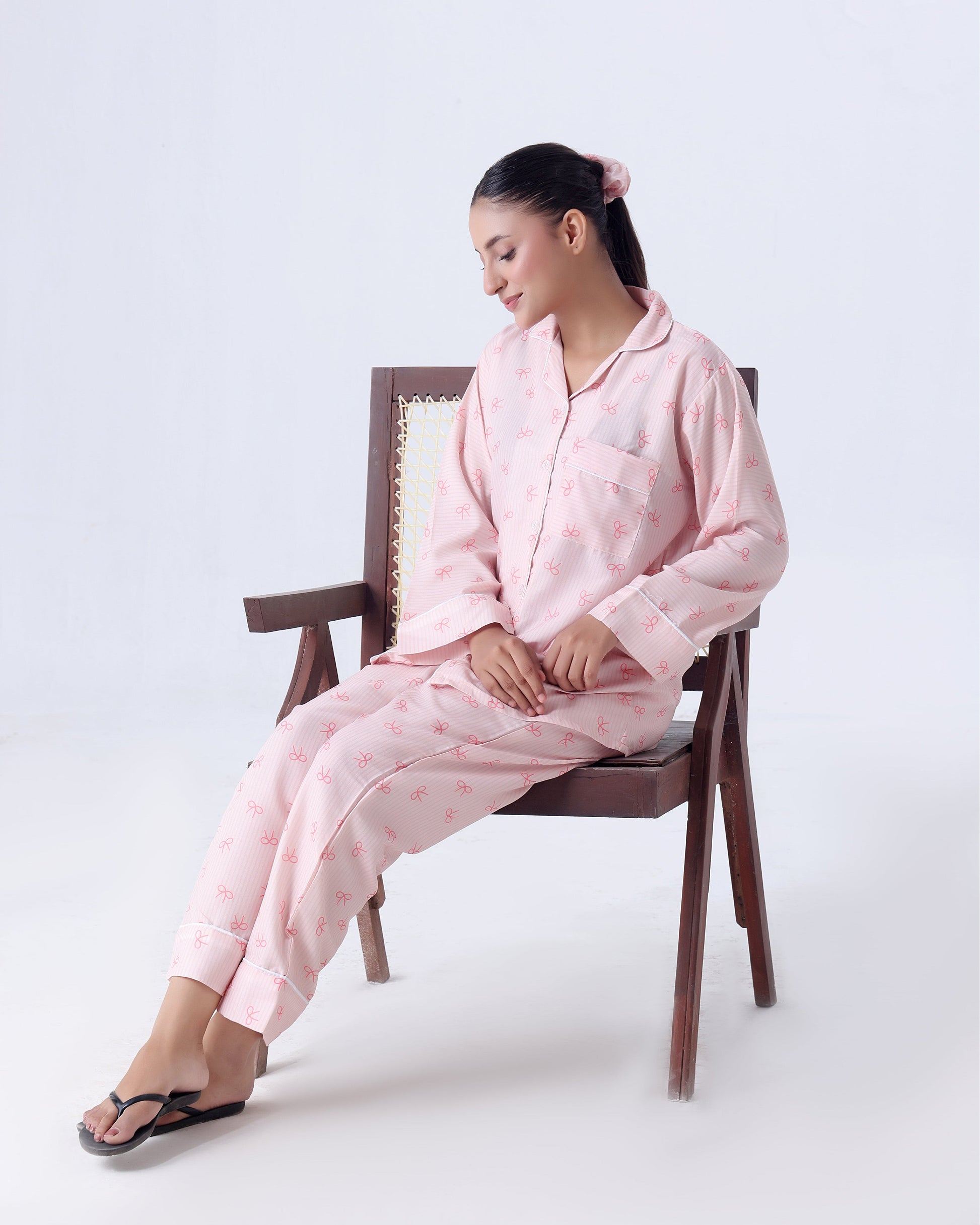 Buy Sajiero Summer Pajama Suit - Pink Bow in Pakistan