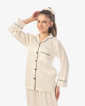 Buy Silk Pajama Suit with Scrunchie - Pearl in Pakistan