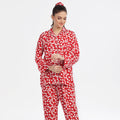 Buy Sajiero Autumn Red Linen Pajama Suit with Scrunchie in Pakistan