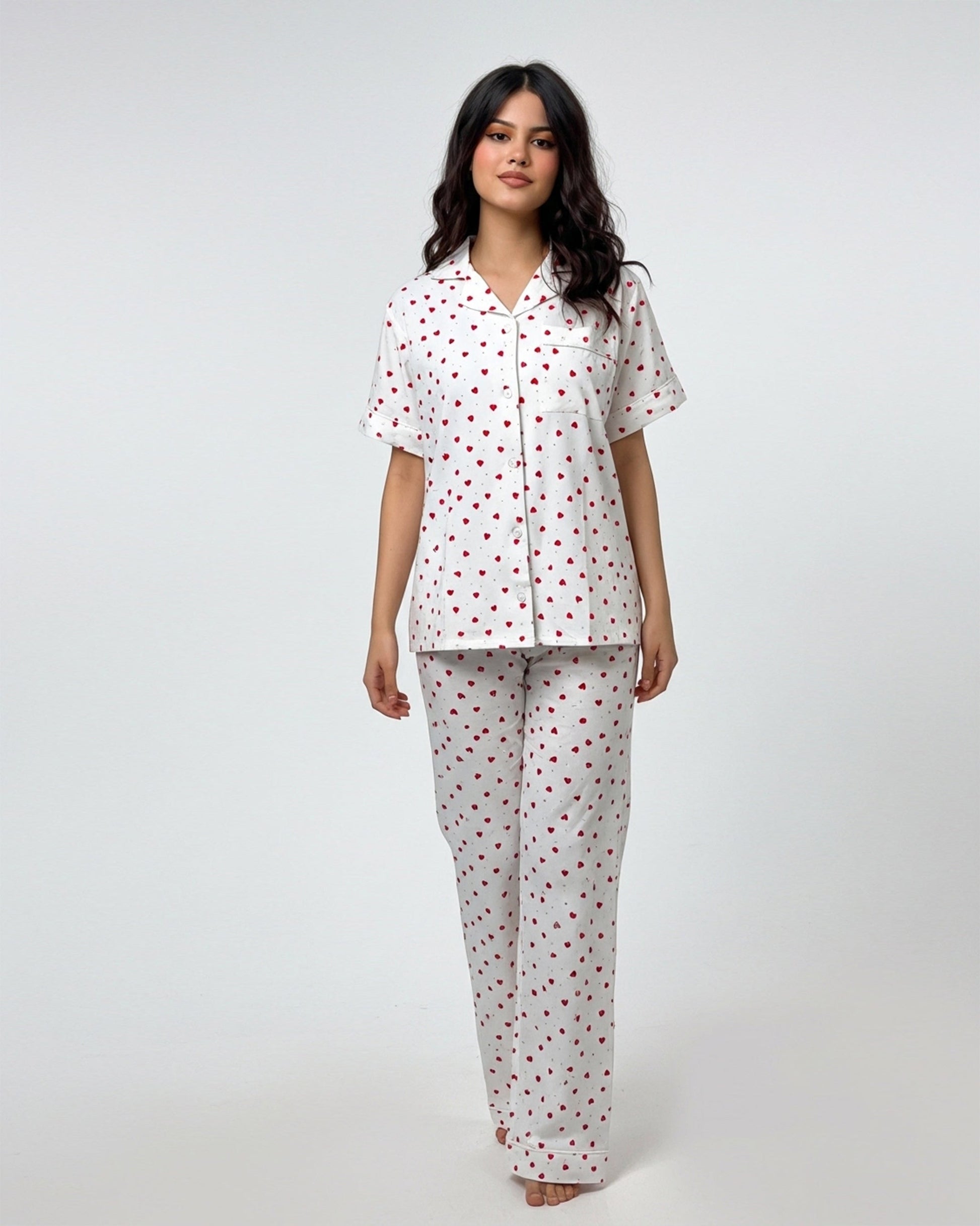 Buy Sajiero Linen Pajama Suit - Heartsy Glow in Pakistan