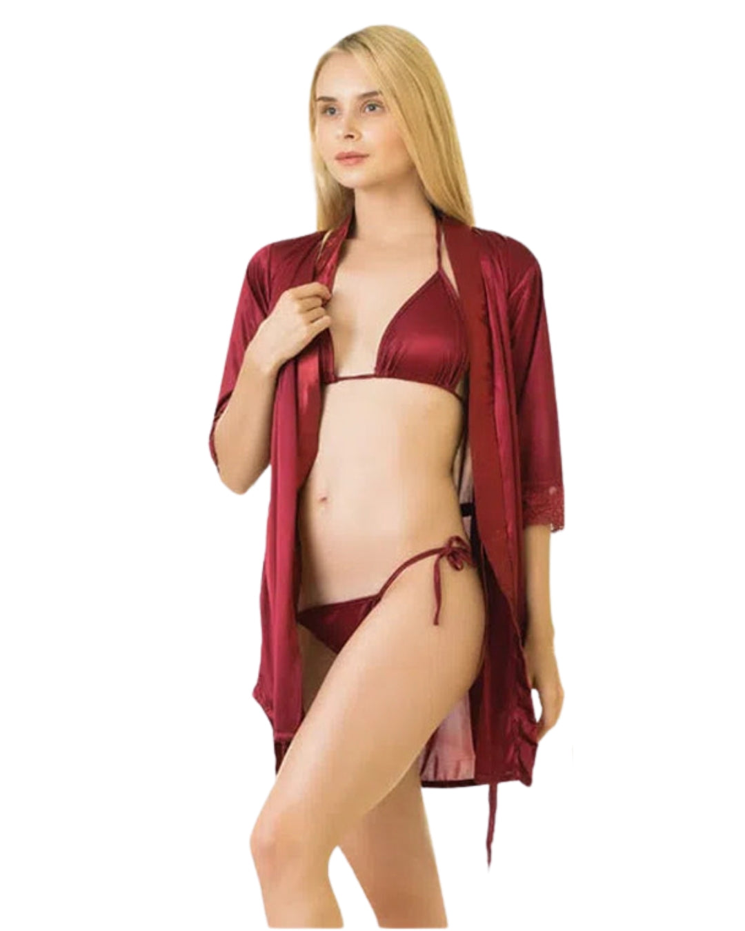 Buy Allure - Silk Robe with Bra and Panty in Pakistan