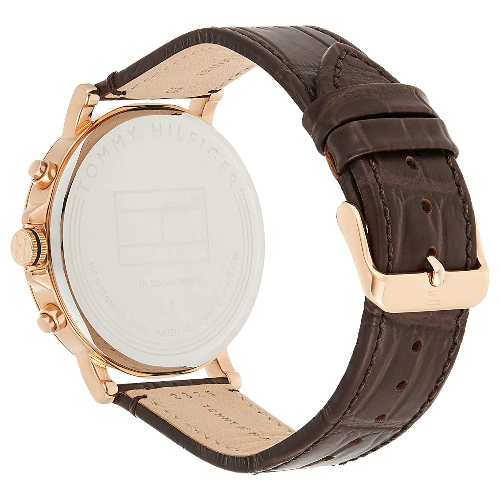 Buy Tommy Hilfiger Mens Quartz Brown Leather Strap Black Dial 45mm Watch - 1710379 in Pakistan