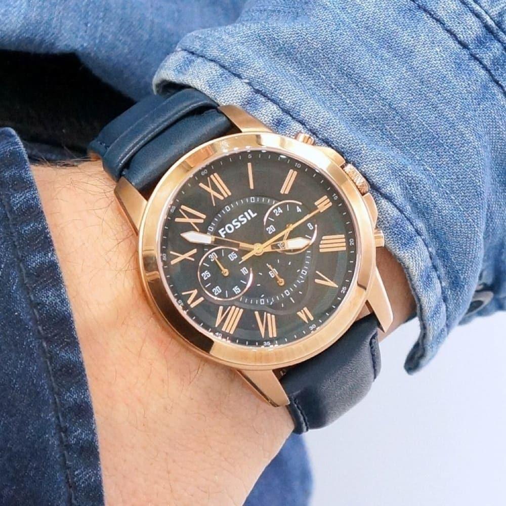 Buy Fossil Men's Quartz Chronograph Blue Leather Strap Blue Dial 44mm Watch FS4835 in Pakistan