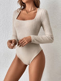 Buy SHEIN Essnce Square Neck Ribbed Knit Bodysuit in Pakistan