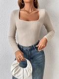 Buy SHEIN Essnce Square Neck Ribbed Knit Bodysuit in Pakistan