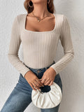 Buy SHEIN Essnce Square Neck Ribbed Knit Bodysuit in Pakistan