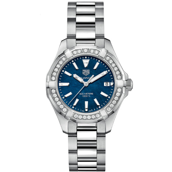 Buy Tag Heuer Aquaracer Blue Dial with Diamonds Silver Steel Strap Watch for Women - WAY131N.BA0748 in Pakistan