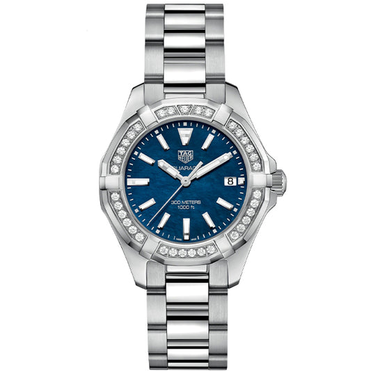 Buy Tag Heuer Aquaracer 35mm Blue Diamonds Dial Silver Steel Strap Watch for Women - WAY131N.BA0748 in Pakistan
