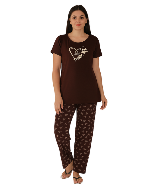 Buy Sajiero Cotton PJ Set - Cocoa Whisper in Pakistan