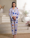 Buy Sajiero Linen Pajama Suit with Scrunchie - Happy Snooze in Pakistan