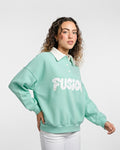 Buy Sajiero Fleece Polo Style Sweatshirt - FUSION - Aqua in Pakistan