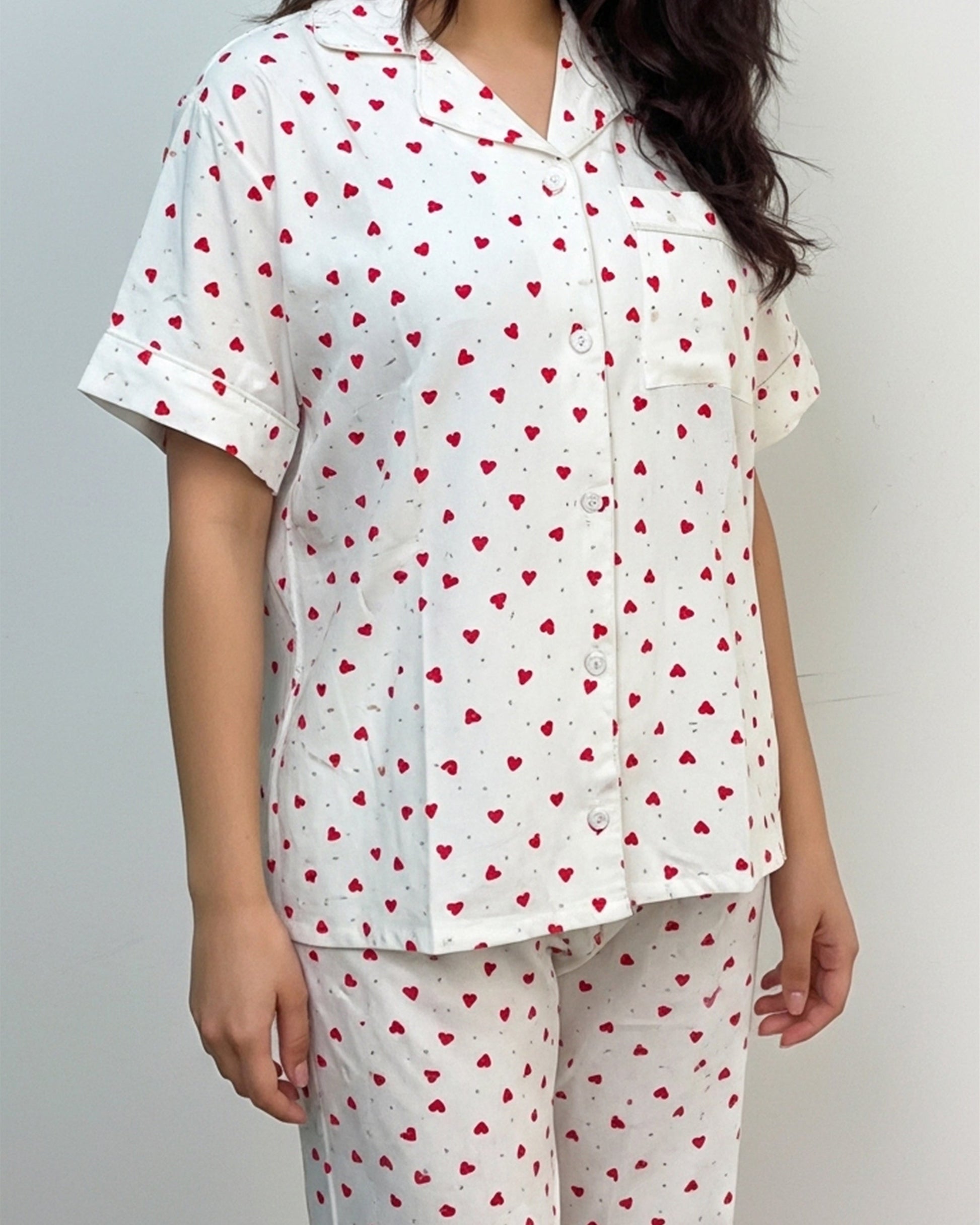 Buy Sajiero Linen Pajama Suit - Heartsy Glow in Pakistan