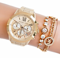 Buy Michael Kors Runway Gold Stainless Steel Gold Dial Chronograph Quartz Watch For Ladies - Mk5777 in Pakistan