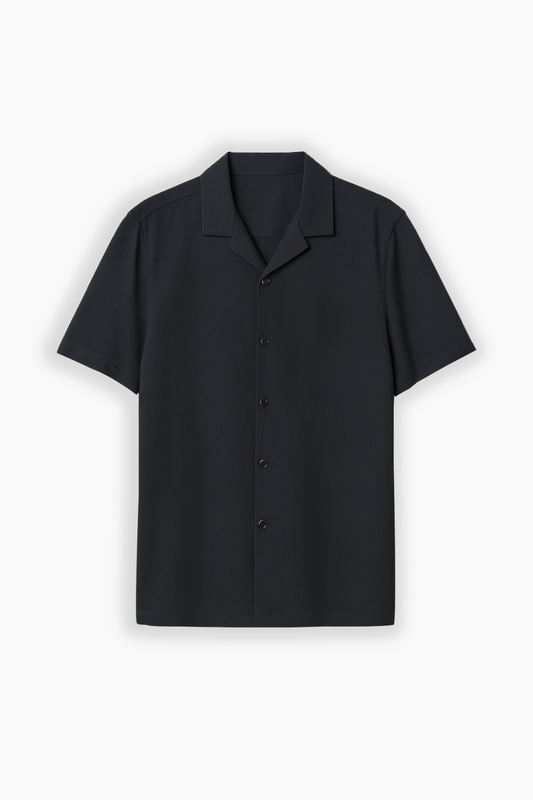 Buy Textured Resort Shirt - Navy Collar in Pakistan