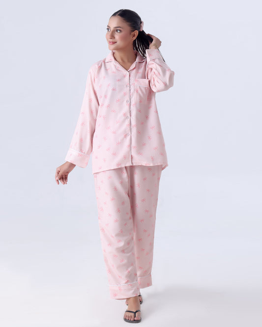 Buy Sajiero Summer Pajama Suit - Pink Bow in Pakistan