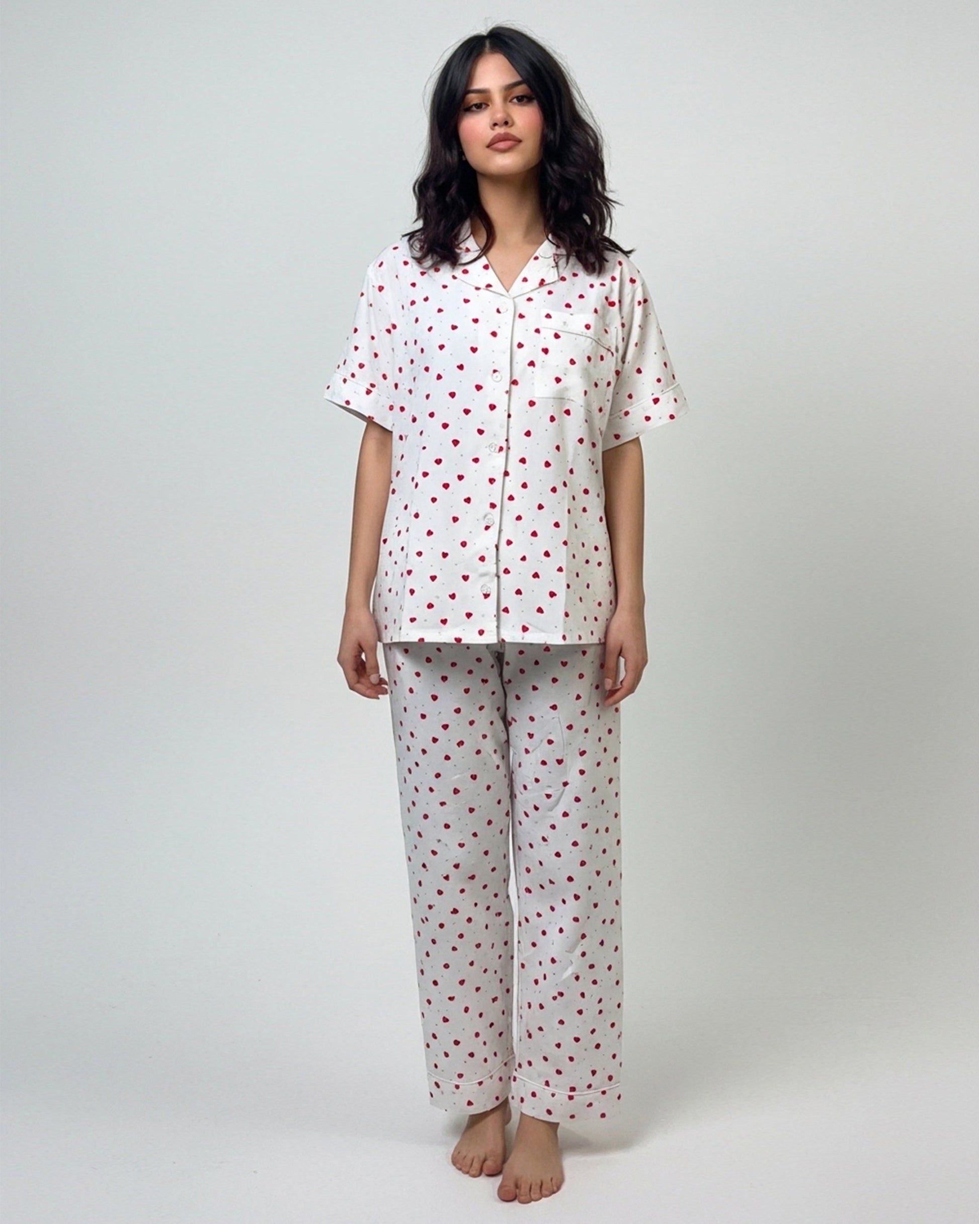 Buy Sajiero Linen Pajama Suit - Heartsy Glow in Pakistan
