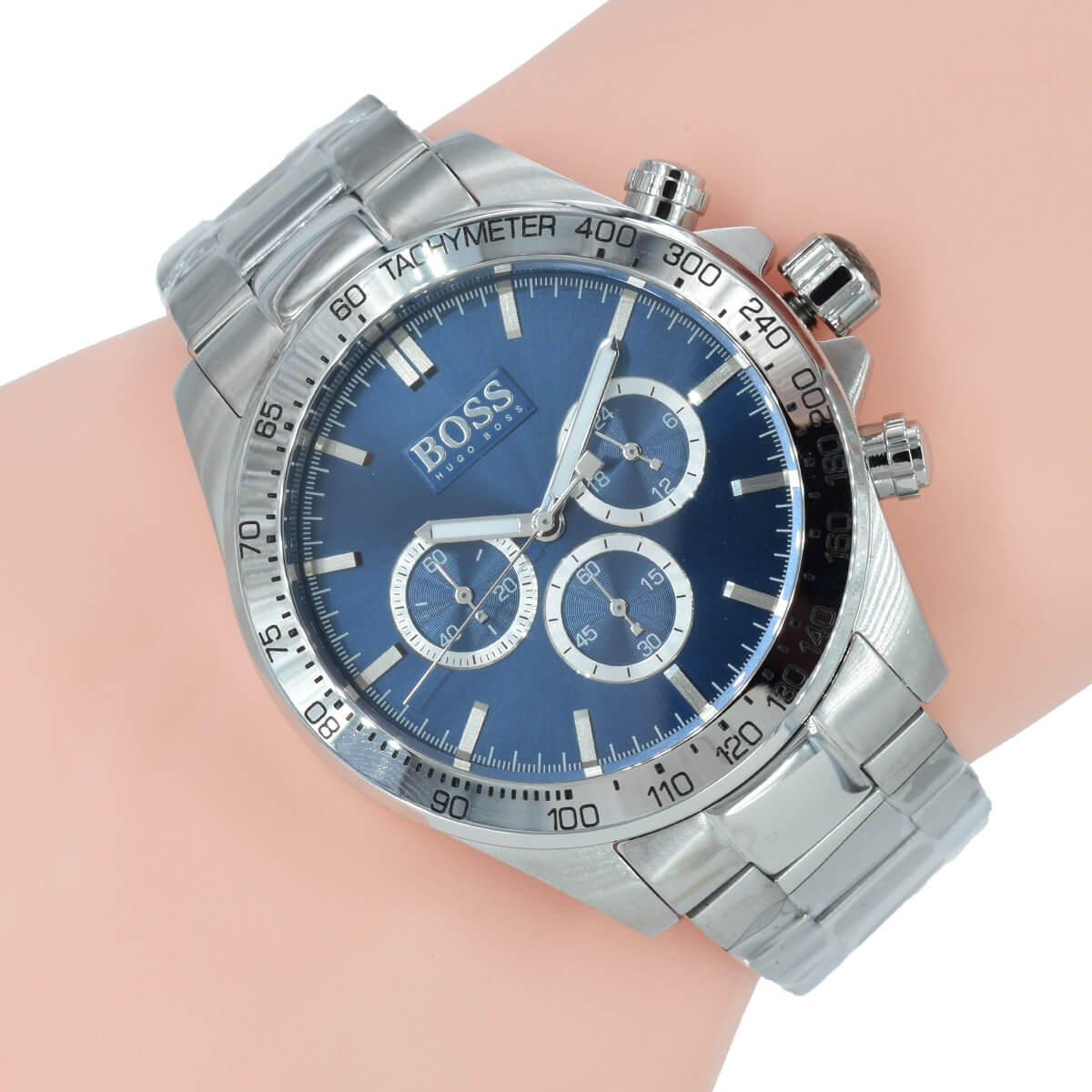 Buy Hugo Boss Mens Chronograph Quartz Stainless Steel Blue Dial 46mm Watch - 1512963 in Pakistan