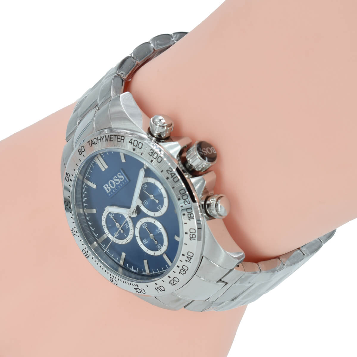 Buy Hugo Boss Mens Chronograph Quartz Stainless Steel Blue Dial 46mm Watch - 1512963 in Pakistan