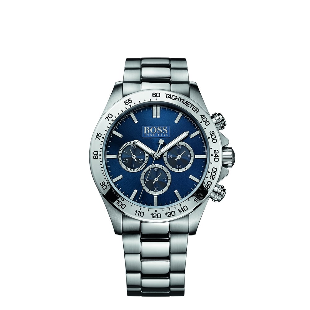 Buy Hugo Boss Mens Chronograph Quartz Stainless Steel Blue Dial 46mm Watch - 1512963 in Pakistan