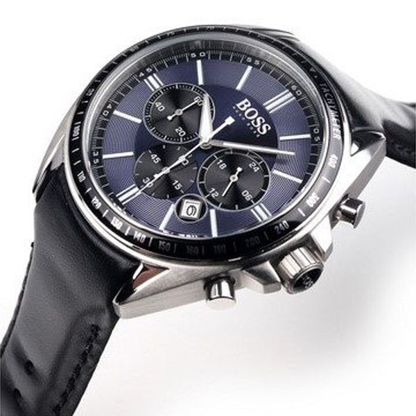 Buy Hugo Boss Drivers Blue Dial Black Leather Strap Watch for Men - 1513077 in Pakistan