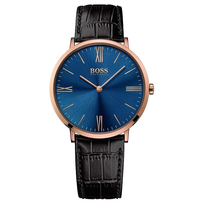 Buy Hugo Boss Mens Quartz Brown Leather Strap Navy Blue Dial 40mm Watch - 1513458 in Pakistan