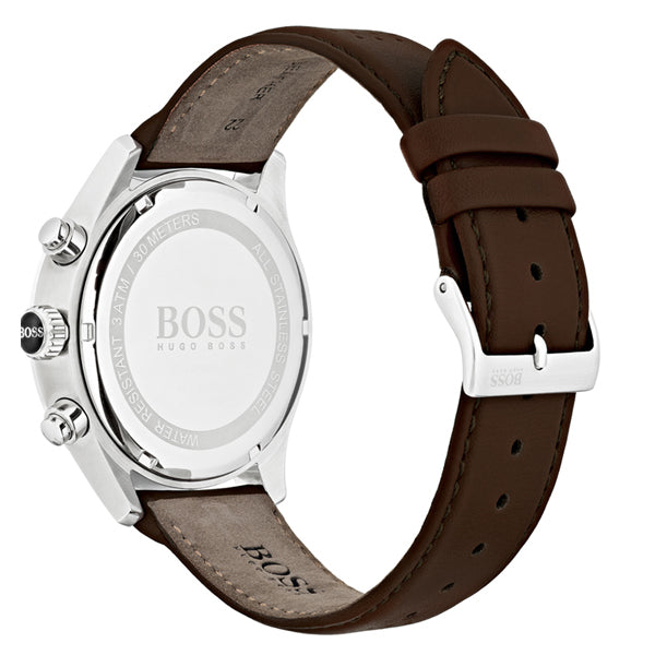 Buy Hugo Boss Mens Chronograph Quartz Leather Strap Grey Dial 44mm Watch - 1513476 in Pakistan
