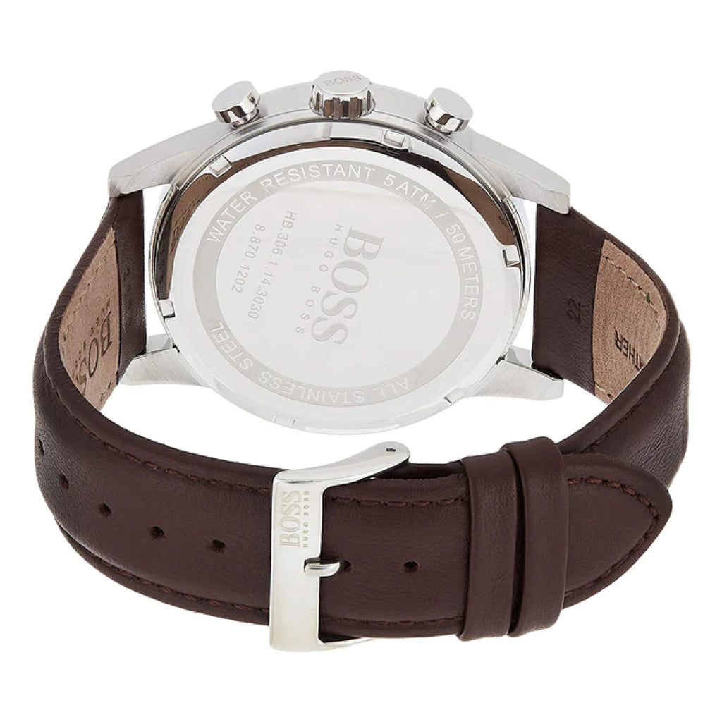 Buy Hugo Boss Mens Quartz Brown Leather Strap Black Dial 44mm Watch - 1513494 in Pakistan