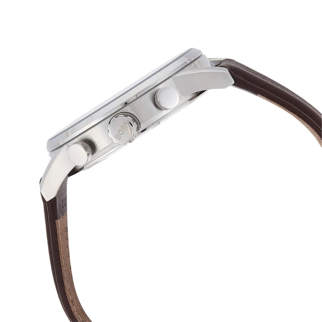 Buy Hugo Boss Mens Quartz Brown Leather Strap Black Dial 44mm Watch - 1513494 in Pakistan