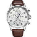 Buy Hugo Boss Mens Quartz Brown Leather Strap Silver Dial 44mm Watch - 1513495 in Pakistan