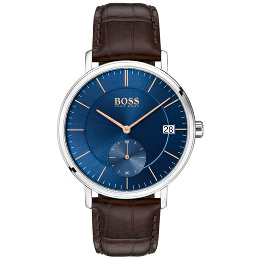 Buy Hugo Boss Grand Corporal Blue Dial Brown Leather Strap Watch for Men - 1513639 in Pakistan