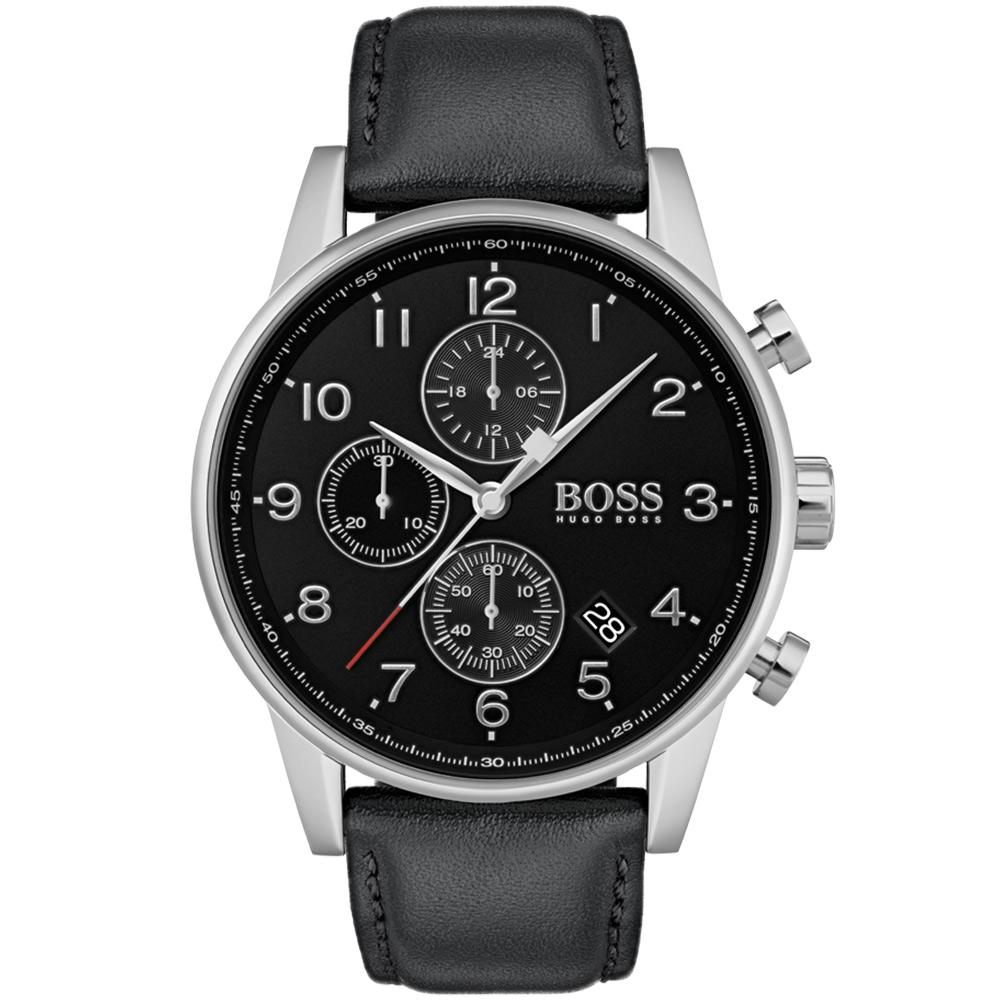 Buy Hugo Boss Navigator Black Dial Black Leather Strap Watch for Men - 1513678 in Pakistan