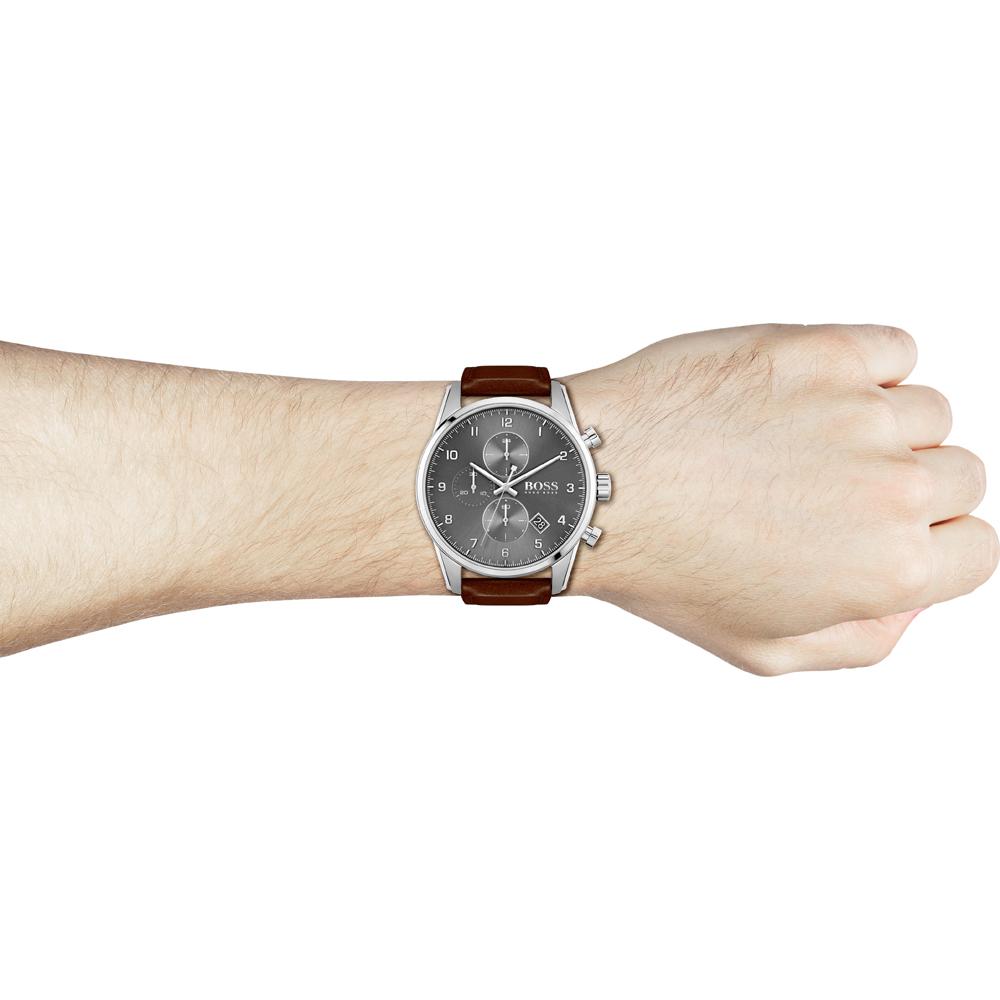 Buy Hugo Boss Mens Quartz Brown Leather Strap Grey Dial 44mm Watch - 1513787 in Pakistan