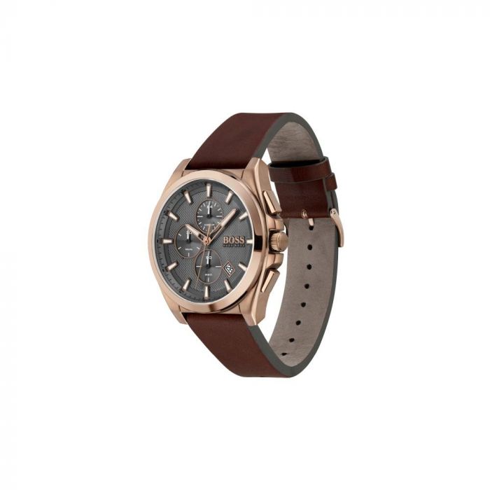 Buy Hugo Boss Mens Quartz Brown Leather Strap Grey Dial 46mm Watch - 1513882 in Pakistan