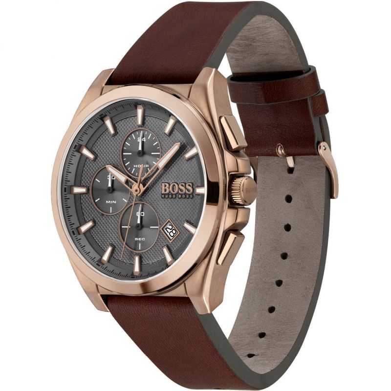 Buy Hugo Boss Mens Quartz Brown Leather Strap Grey Dial 46mm Watch - 1513882 in Pakistan