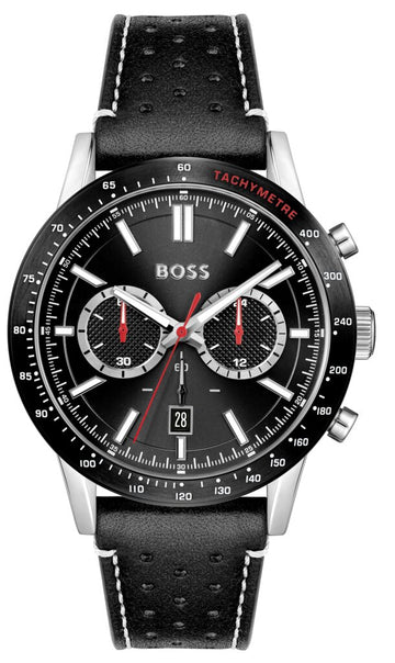 Buy Hugo Boss Allure Chronograph Black Dial Black Leather Strap Mens Watch 45mm 5atm - 1513920 in Pakistan