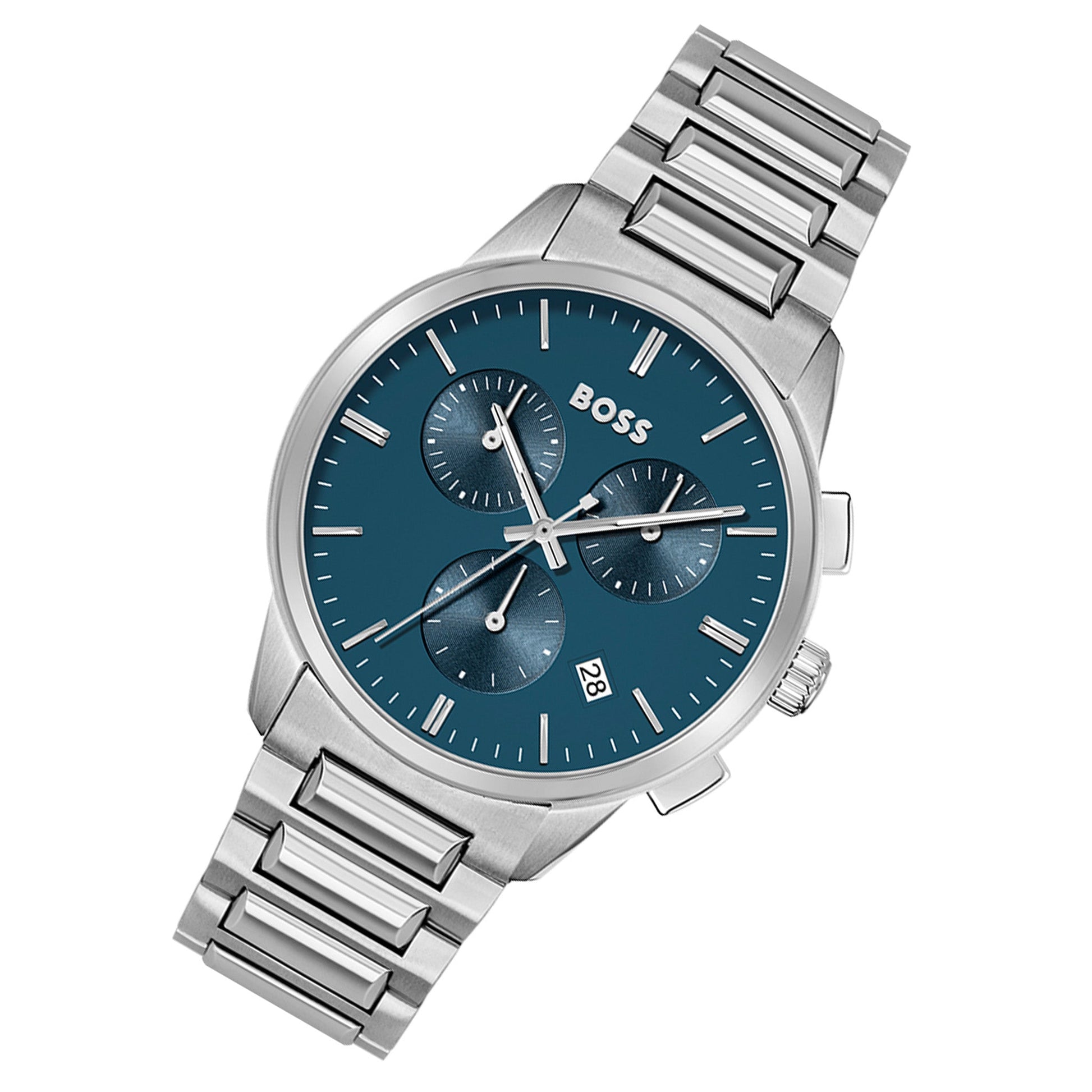 Buy Hugo Boss Mens Chronograph Quartz Stainless Steel Blue Dial 44mm Watch - 1513478 in Pakistan