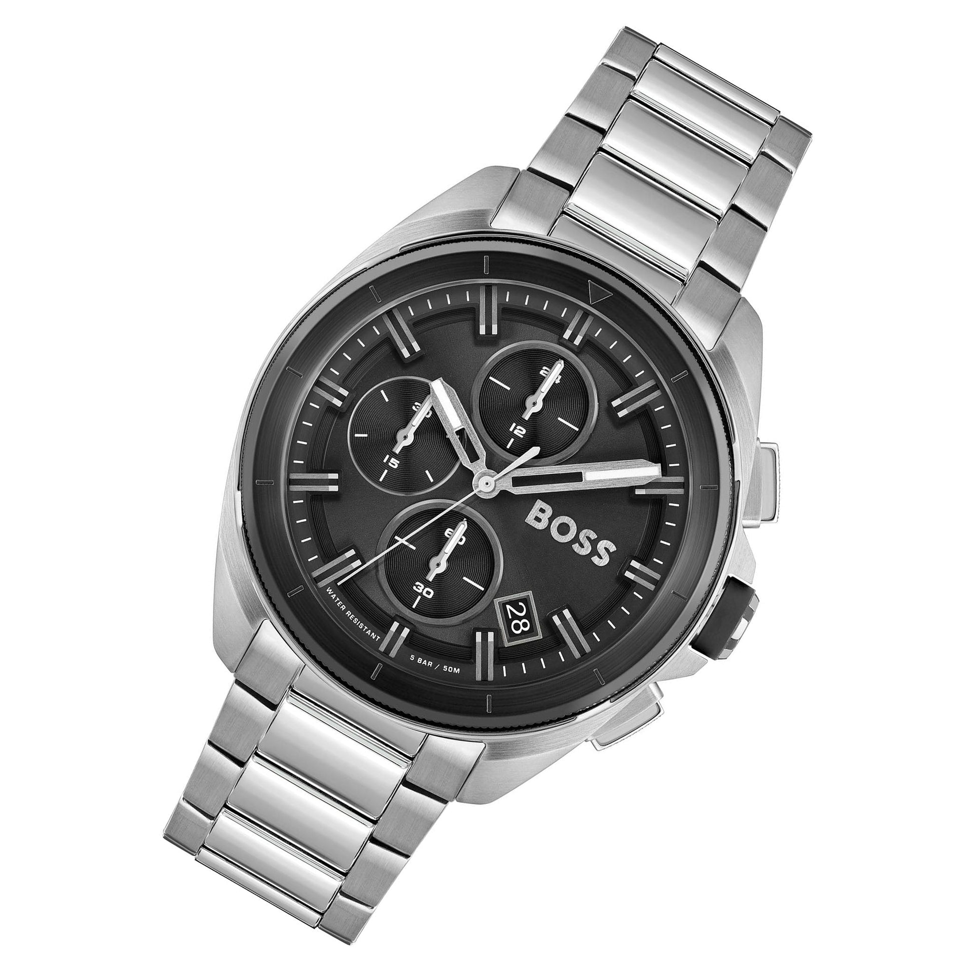 Buy Hugo Boss Volane Silver Steel Black Dial Men's Chrono Watch - 1513949 in Pakistan