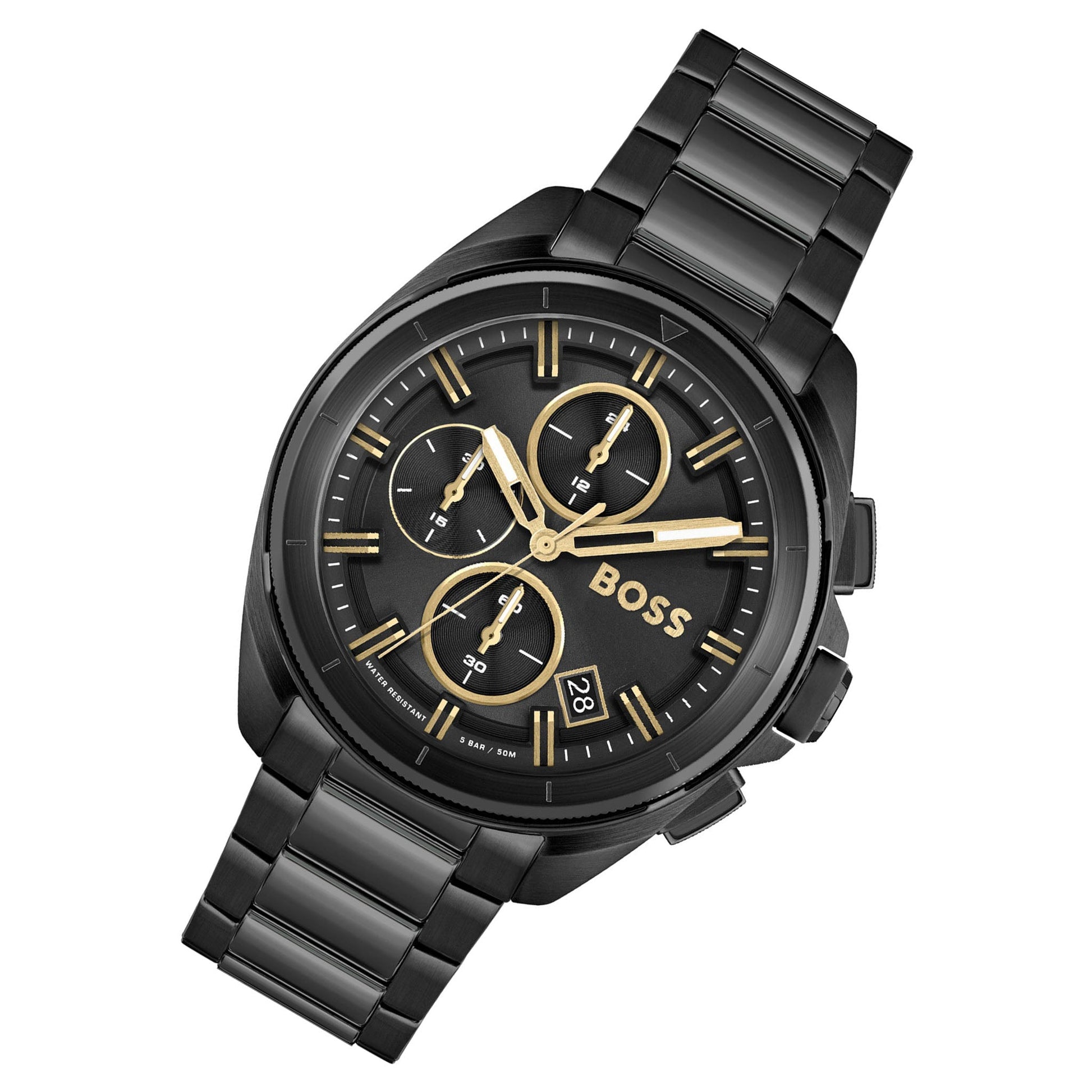Buy Hugo Boss Mens Chronograph Quartz Stainless Steel Black Dial 45mm Watch - 1513277 in Pakistan