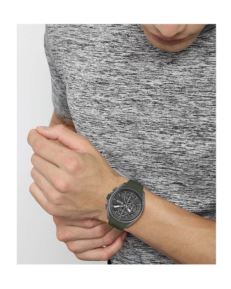 Buy Hugo Boss Volane Men's Chronograph Stainless Steel and Silicone Strap Watch - 1513952 in Pakistan